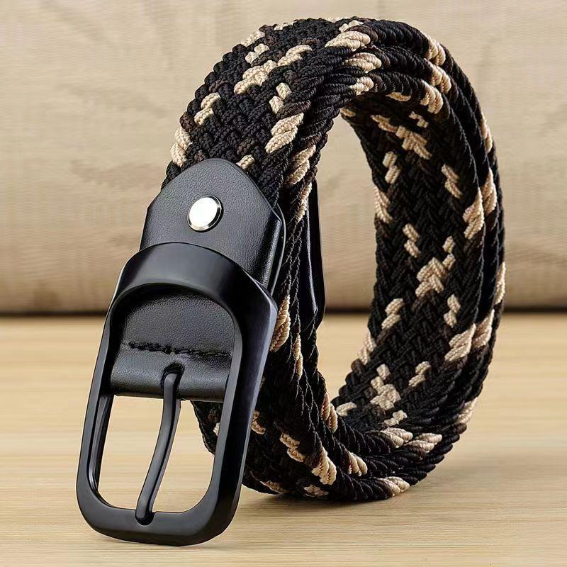 Universal Men'S And Women'S Woven Elastic Canvas Belt, Elastic And Non-Porous, Randomly Interspersed Belt, Breathable And Comfortable Belt