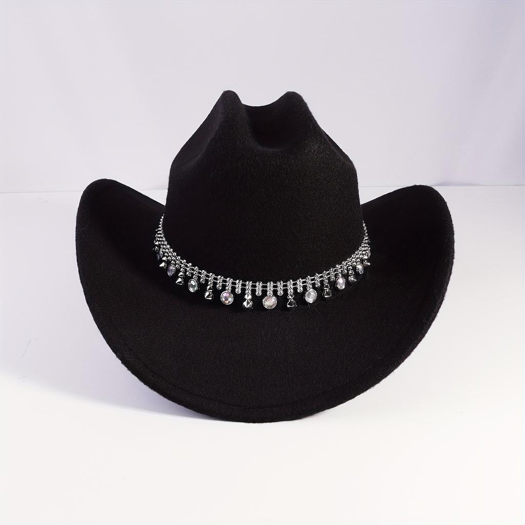 1Women's Sparkling Rhinestone Decorated Cowboy Hat Western Style Sequin Rhinestone Cowboy Hat Suitable for Parties and Daily Use
