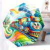 Automatic Folding Umbrella A colorful train with a rainbow and whimsical landscape. Portable collapsible design, casual outdoo