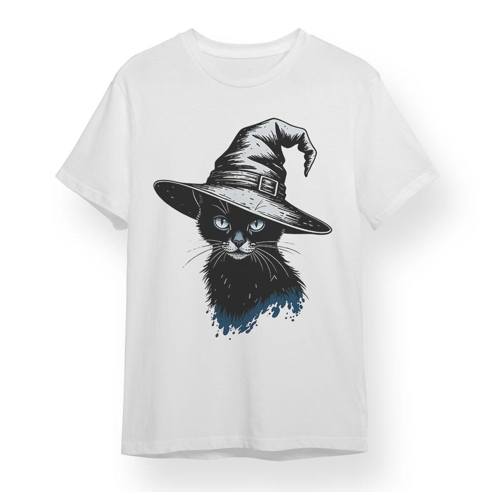 

Women s T-shirt With Magic Cat Graphic Unisex White 100% Cotton Tee Oversized 2XL