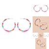 Fashionable C-shaped Rainbow Acetate Earrings Colorful Alloy Hoop Jewelry