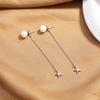 Autumn And Winter Silver Design Bead Earrings, Star Fringed Stud Earrings, Women'S Long Earrings, Double Ear Jewelry