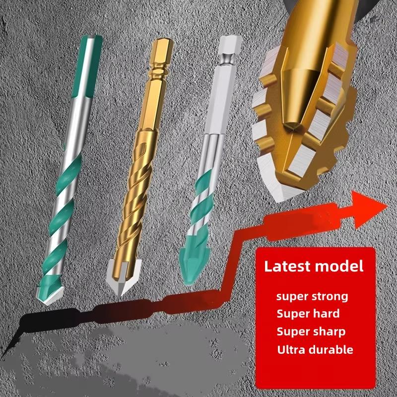 Upgraded Four-edged Sawtooth Drill Bit Professional Carpentry Tools For Glass Ceramic Concrete Brick Metal Drill Bit Set
