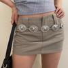 Retro Ethnic Style Metal Waist Chain Women'S Niche Design With Fashion High Sense Tide Oval Cow Head Belt Women