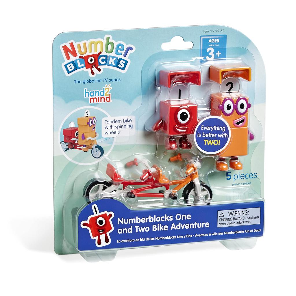 Numberblocks One and Two Bike Adventure Numberblocks Character Figure with Set Authentic Bicycle, 5-Piece 95354,