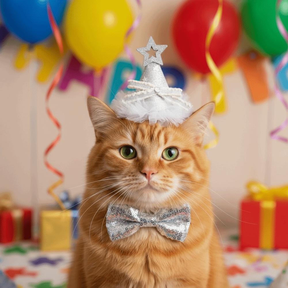 Adjustable Cat Birthday Party Hat Star Sequins Dog Party Headband Pet Star Hat  Pet Birthday Party