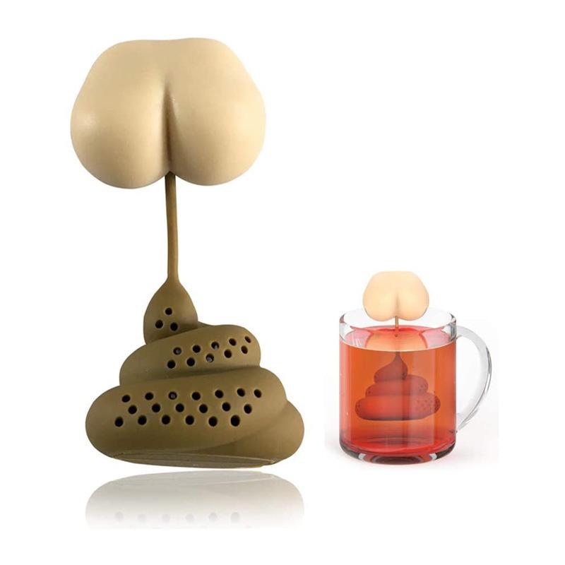 Lazy Person's Poop Tea Infuser: Novelty Butt-Shaped Tea Strainer for Leaf Brewing