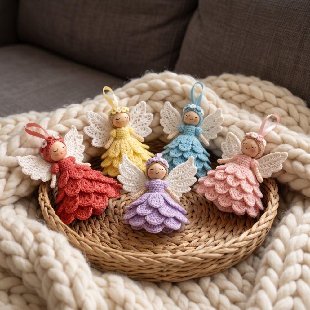 Gifts Angel Doll Craft Kit Cute Knitted Angel Pendant Craft Set DIY Crochet Kit Beginner Friendly