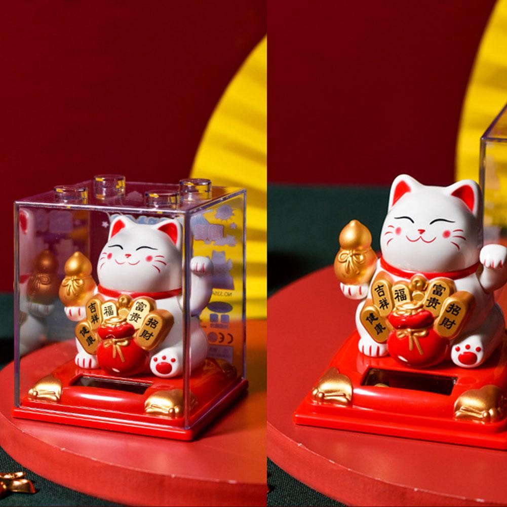 Zhaocai Cat Decoration With Solar Energy Automatic Shaker Creative Cake Decoration Gifts Lucky Cat Statue