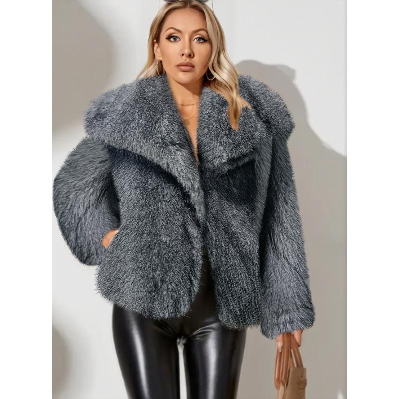Women's Clothing Autumn and Winter New Imitation Fur Jacket Top Women's Artificial Wool Short Woolen Jacket Large Lapel