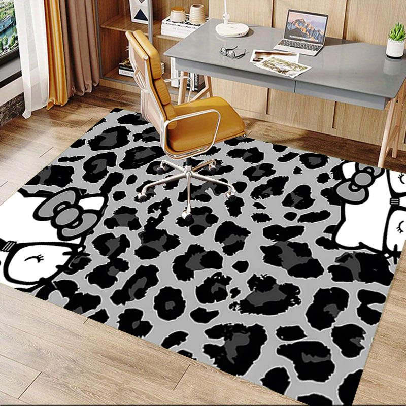 1pc Leopard Print Hello Kitty Carpet Anti Slip Polyester Floor Mat for office.Bedroom