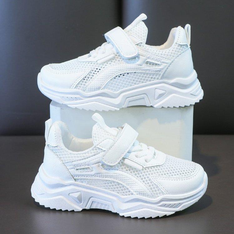 Boys Shoes 2025 Summer New Mesh Breathable Children's Little White Shoes Boys Hollow Middle and Older Children's Shoes Sports Shoes Tide