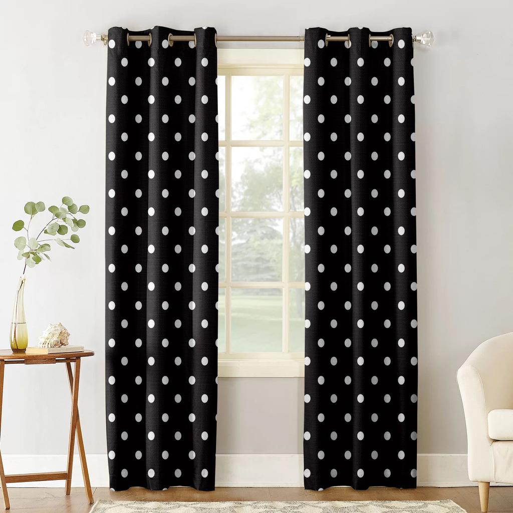 Polka Dot Black And White Simple Blackout Curtains For Living Room Window Curtains For Bedroom Kitchen Curtains Drapes Blinds