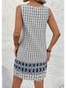 European & American Summer Plaid Print Casual Round Neck Dress for Women