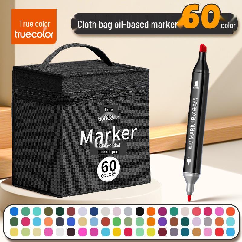 True Color Double-Ended Oil-Based Markers: Quick-Drying Anime Art Set with Hard Tips for Students