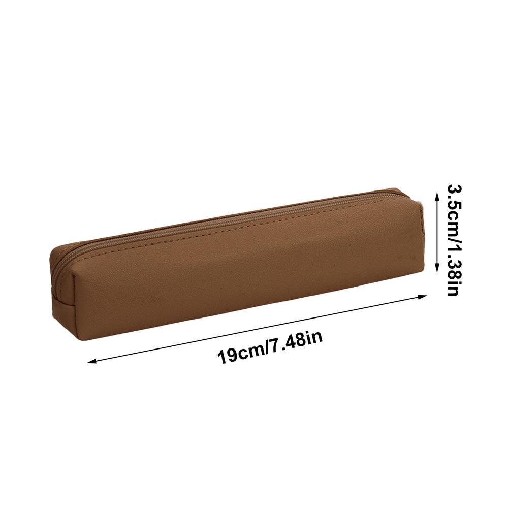 Kleine Potloodtas Schattige PU Pennenhouder Portemonnee Etui Kleine Accessoires Organizer Lippenstift Etui Tas Met Rits Voor Kwast Lippenstift E bruin