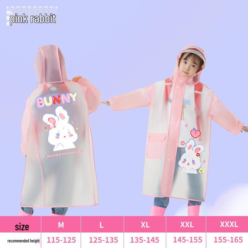 Children's Cartoon Raincoat with Backpack Slot - Large, Full-Body for Primary Students