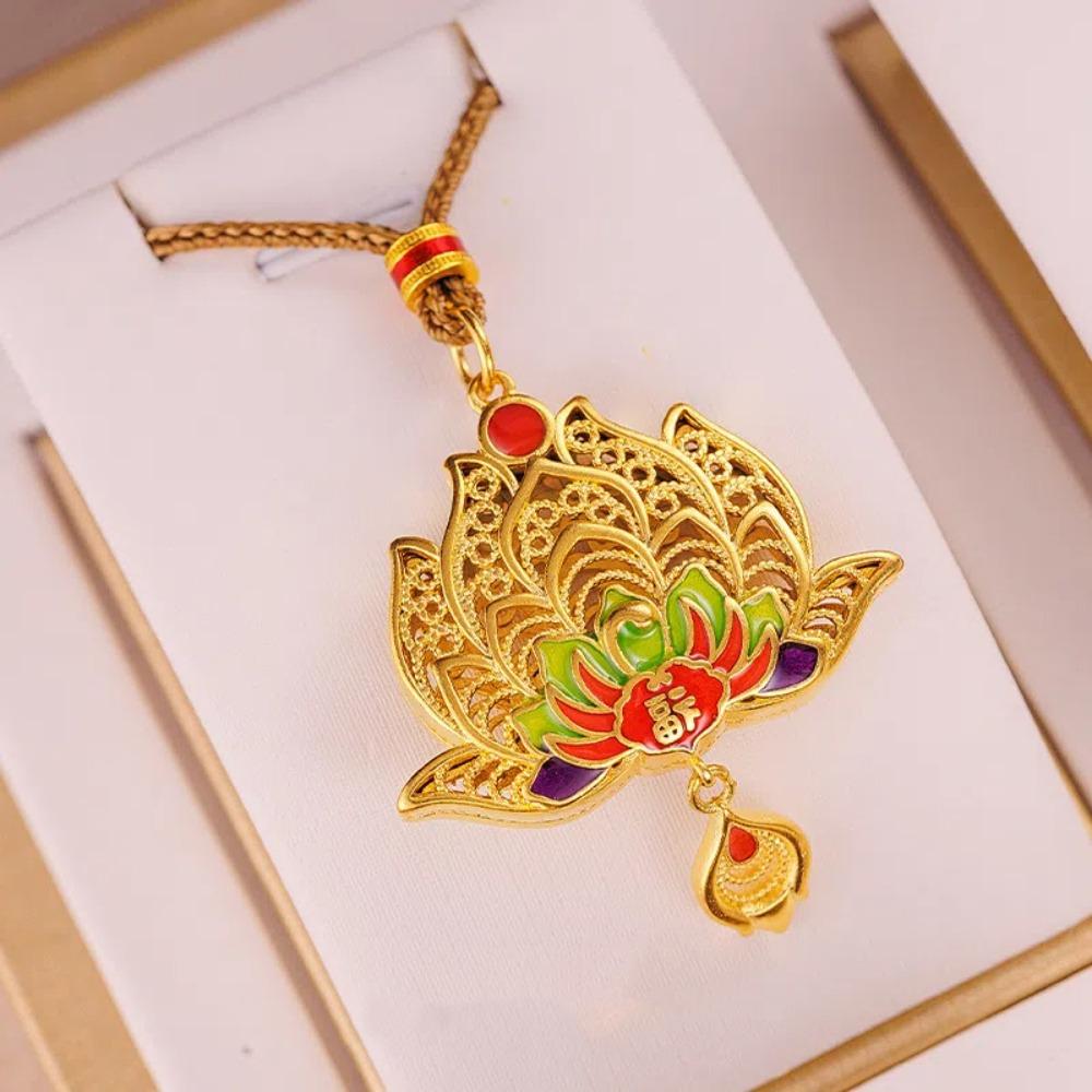 Vintage Chinese Style Necklace Flower Collarbone Necklace Good Luck Dragon Pendant Necklace  Party