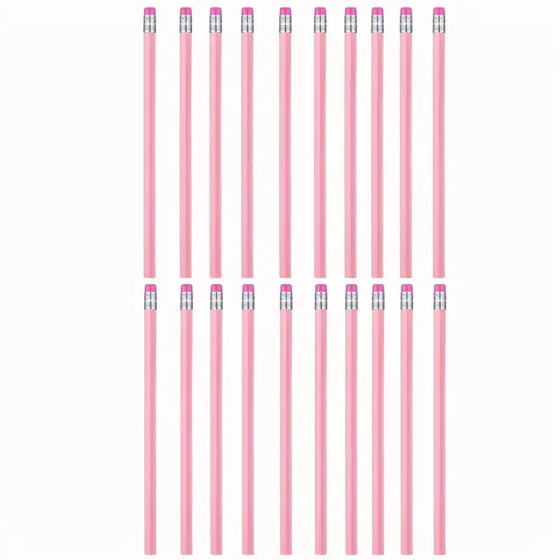 

10/20 шт. Дерев яний рожевий весільний олівець з гумкою, олівець HB для школи, мистецтва, офісу, малювання, ескізів, навчання