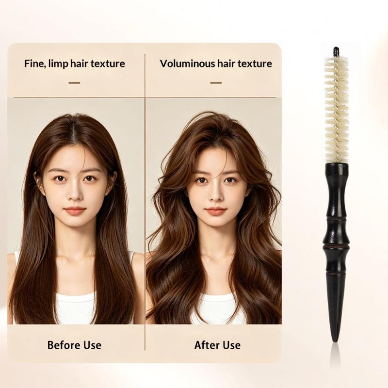 Boar Bristle Hair Brush Natural Boar Bristle Smooth Wooden Handle Hair Softening Comb for Home Salon Men Women