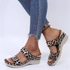 Women Lace-up Closed Toe Comfortable Slip On Leopard Snake Print Wedge Slippers