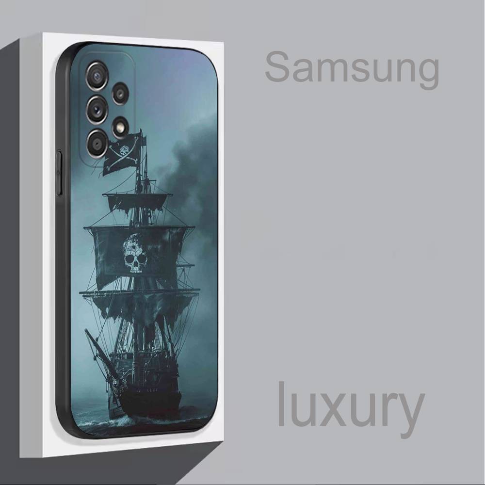 Pirateschiff Cool Für Samsung S 25,24,23,22,30,21,10,9,Ultra,Plus,Lite,FE,4,5G Schwarzes Weiches Case Handyhülle