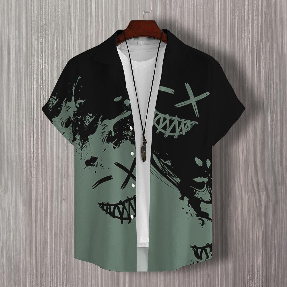 Simple 3d Patchwork Print Men's Shirt Hawaiian Shirts For Men Casual Man Clothes Loose Oversized High Quality Short Sleeve Shirt