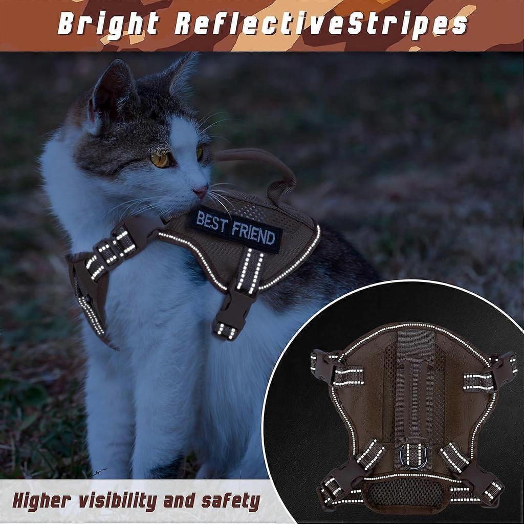 Large Tactical Cat Harness with Handle, Air Mesh Adult Cat Walking Vest Harness XL