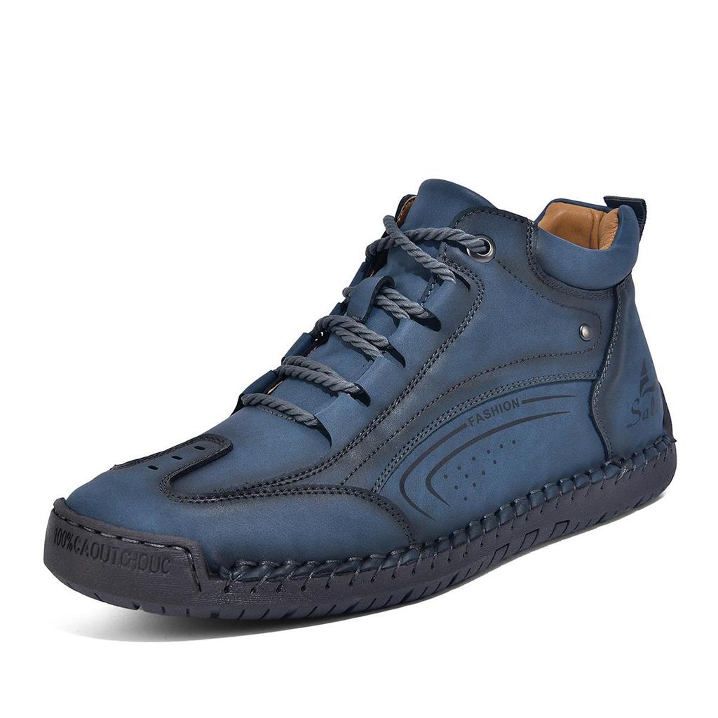 Men's Plus Size Hand-Stitched Leather Fashion Boots - Comfortable Outdoor Casual Loafers by Dr. Martens Street Trend