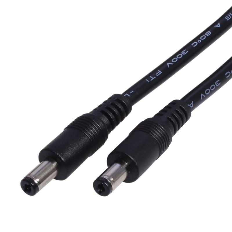 1Pc DC5521 To DC5521 Cable Cord 18AWG DC5.5mm X 2.1mm Male Plug To Male Power Supply Adapter Wire For LED Light Speaker J60A