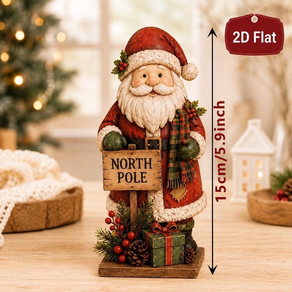 3Pcs Vintage Style Wooden Christmas Ornaments Rustic Style Christmas Figurines Home Decor