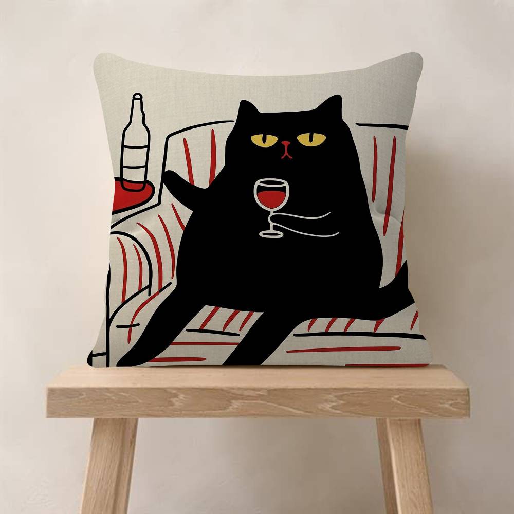 Cute Cat Pillow Gift Home Office Decoration Bedroom Sofa Car Cushion Cover Case 45x45