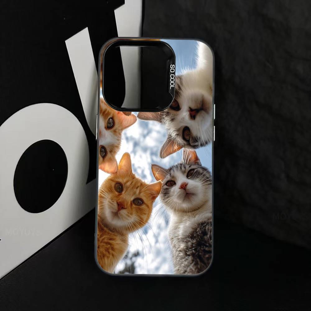 

C-Cat Phone Case For iPhone 17,16,15,14,13,12,11 Plus,Pro Max,XS,Colored Silver Plated Inside Cover iPhone16plus