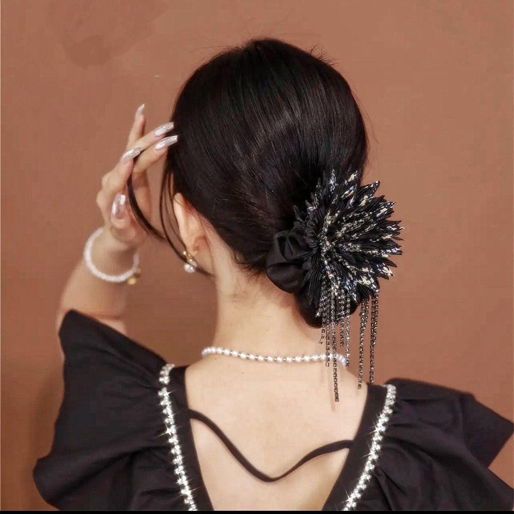 

Cloth Bling Rhinestone Hair Ring Flower Hair Rope Korean Style Headwear Female Hair Accessories