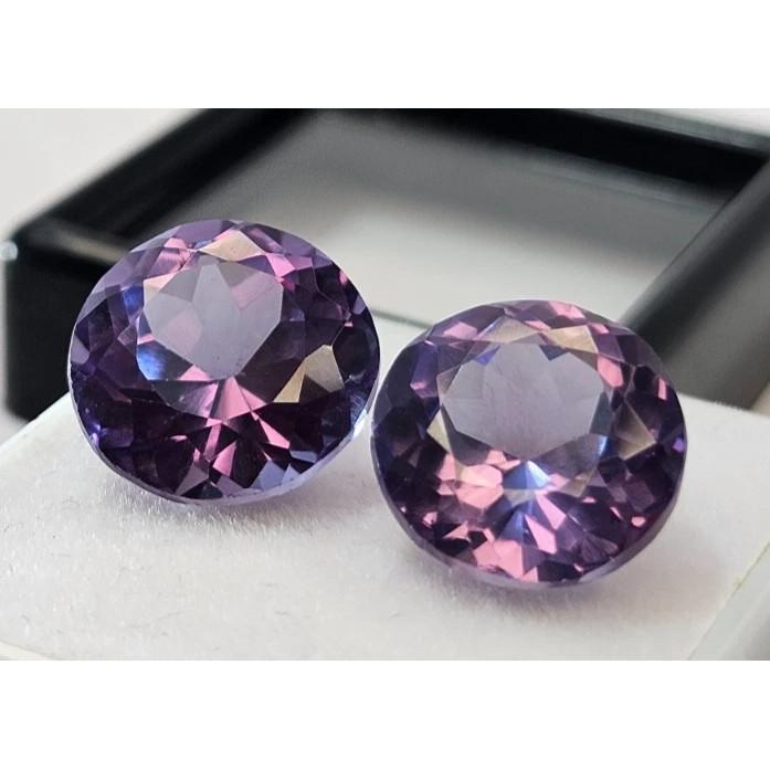 Round Cut Natural Alexandrite Color Change 12-13 Ct Pair Fabulous Gemstone