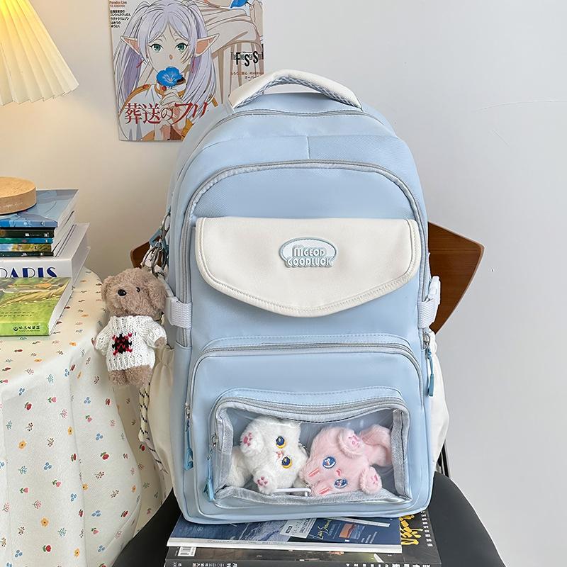High value, fresh and sweet contrasting color backpack, lightweight and large-capacity backpack for junior high school students