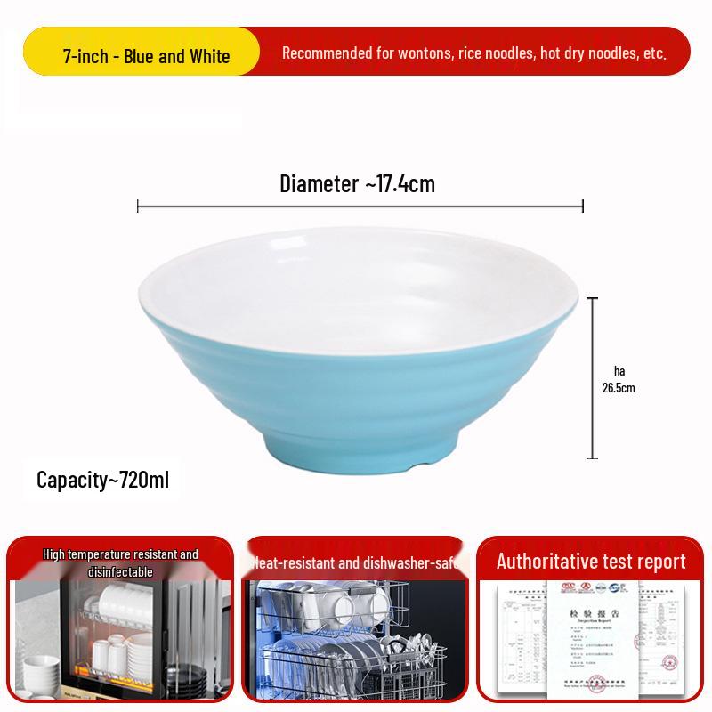 A8 Two-Color Melamine Noodle Bowl - Commercial-Grade Soup and Mala Tang Bowl for Restaurants and Catering