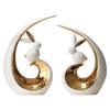 Modern Creative Rabbit Ceramic Ornaments Office Cafe Table Sculpture Gift Crafts Home Living Room Bookshelf Desk Figurines Decor