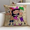 Creative PPhineas and FerbS Cushion Cover Breathable and skinfriendly linen pillowcase square removable and washable cushion