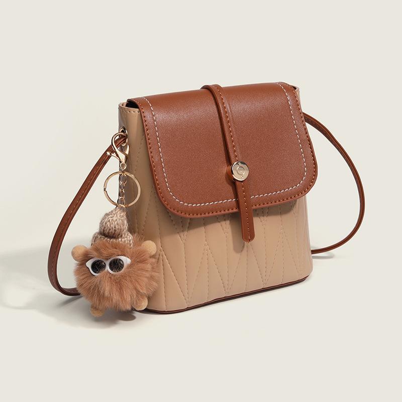 Autumn And Winter Cute Bucket Bag Female Simple Contrasting Color Flip Small Bag Niche High-End Versatile Messenger Mobile Phone Bag