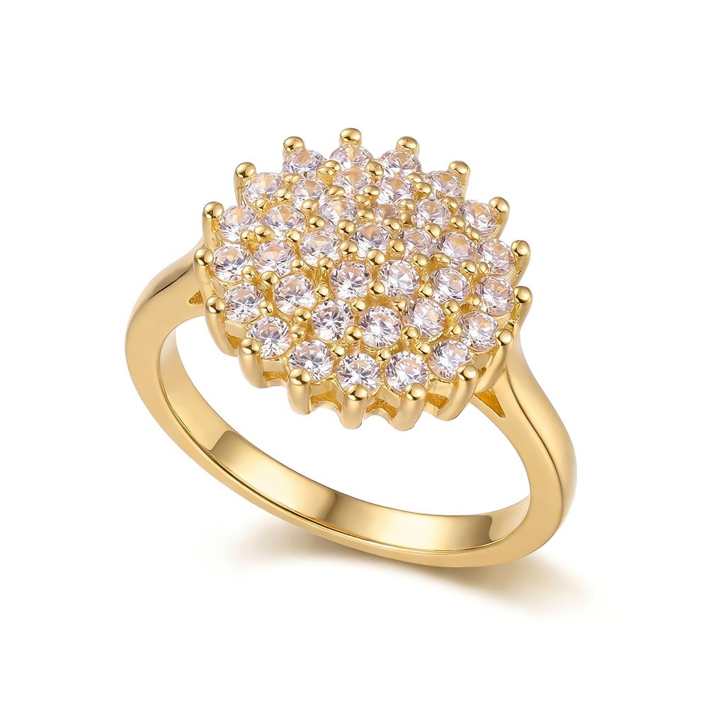 Luxury Elegant Big Flower Zircon Ring for Women Sparkling Cubic Zirconia Sunflower Finger Rings Wedding Promise Bridal Jewelry