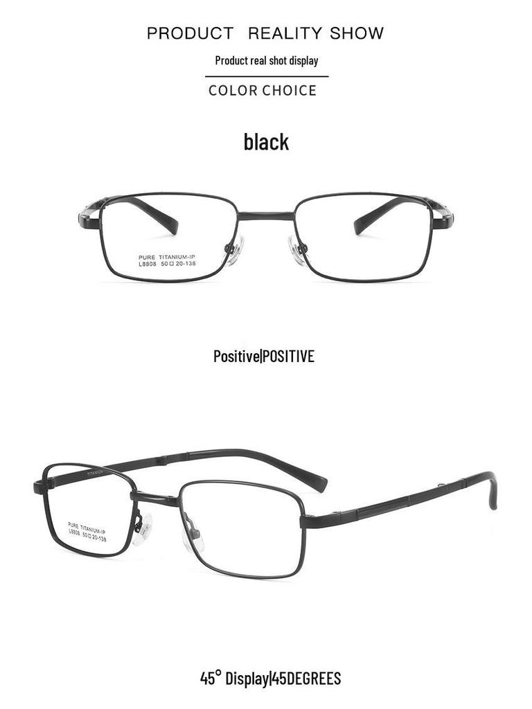 Versatile Pure Titanium Folding Eyeglasses Frame, Prescription-Ready, Anti-Blue Light, Portable & Business-Friendly