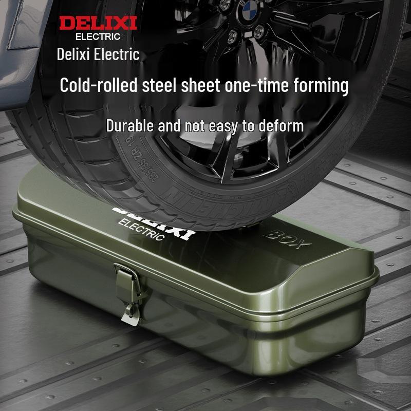 Delixi Industrial-Grade Metal Tool Box for Home and Auto Repair