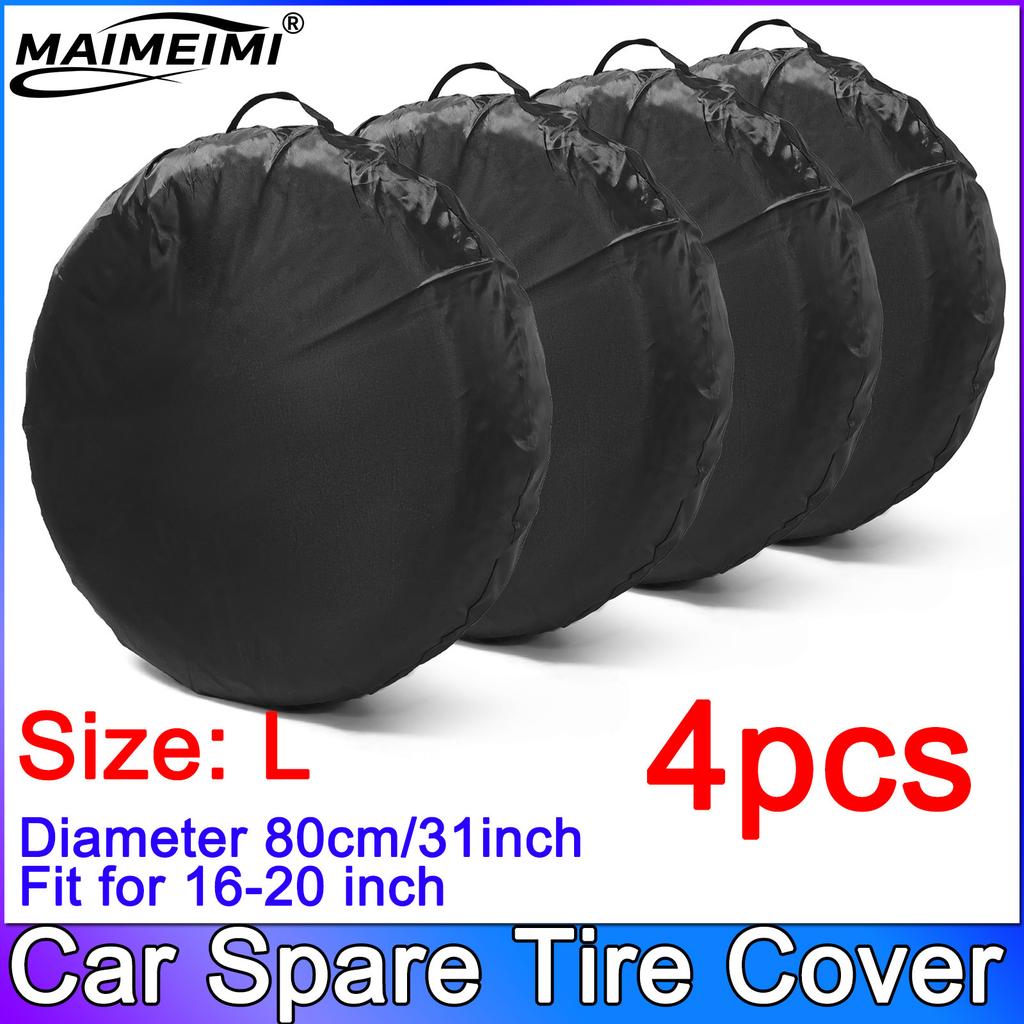 QC Black 4Pcs Wheel Tire Covers Case Car Tires Storage Bag Vehicle Wheel Protector for RV Truck Car Camper Trailer Car Styling