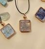 Natural Chip Crystal Pendant Square Perfume Drift Bottle Wishing Crystal Necklace Personalized Sweater Chain