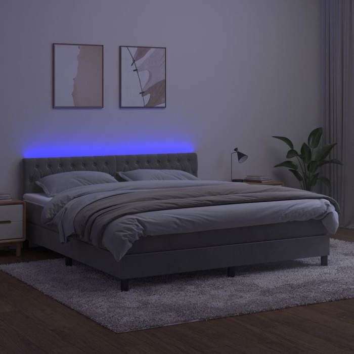 Maison Exclusive - Sommier à lattes de lit avec matelas LED Gris clair 180x200 cm
