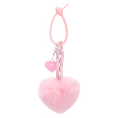 Uxcell 9.1" Heart-Shaped Plush Keychain with Faux Rabbit Fur and Fluffy Pompoms for Bag Decoration, Car Key Ring, Purse, Backpack, Handbag, and