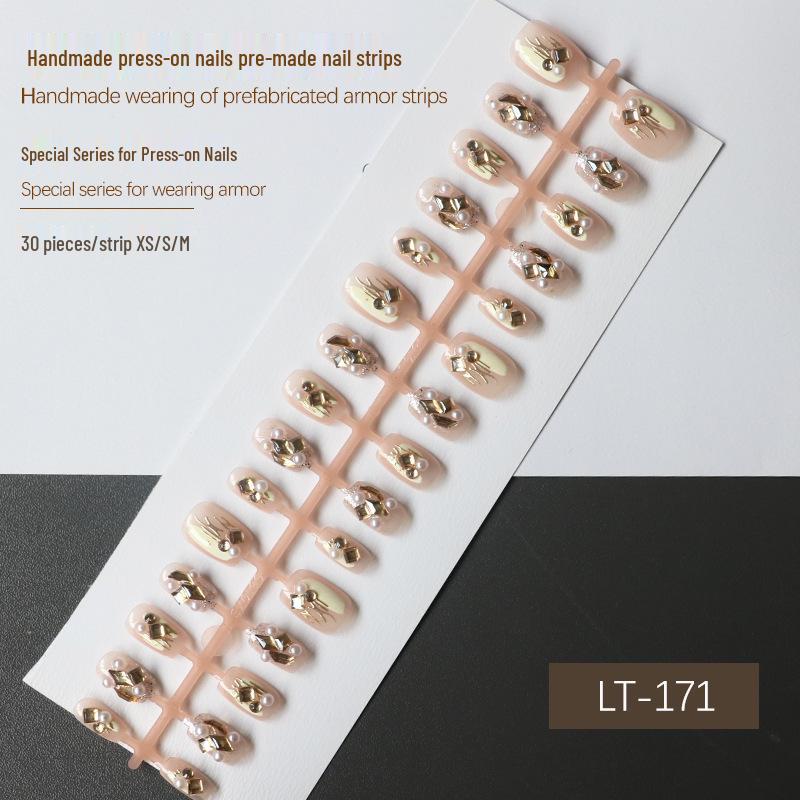 

30-Piece Set of Nude and Champagne Diamond Press-On Nails