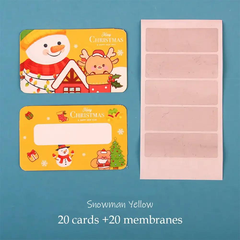 20pcs Cartoon Christmas Scratch Card Children's Christmas Handwritten Interactive Scratch Award Card Reward Lucky Scratch Decor