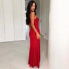 Summer European and American cocktail banquet sexy and charming off-the-shoulder chest wrap see-through mesh long skirt